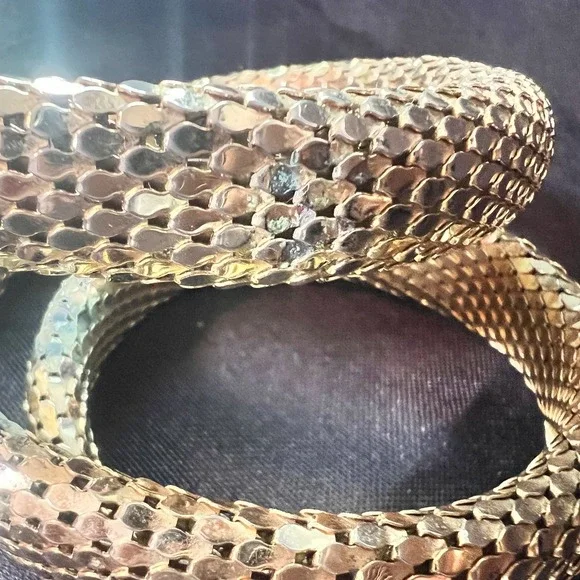 Vintage Whiting & Davis Gold Mesh Snake Wrap Bracelet Signed